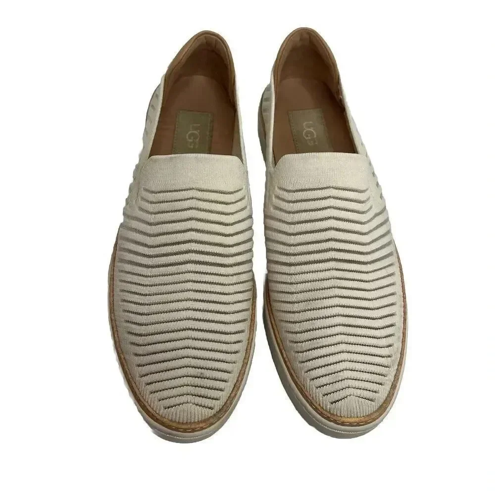UGG Sammy Breeze Women's Size 9 Ivory Beige Rib Knit Sheer‎ Slide On Sneaker